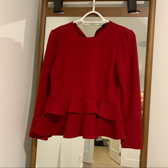 Zara red peplum blouse XS - Picture 3 of 5